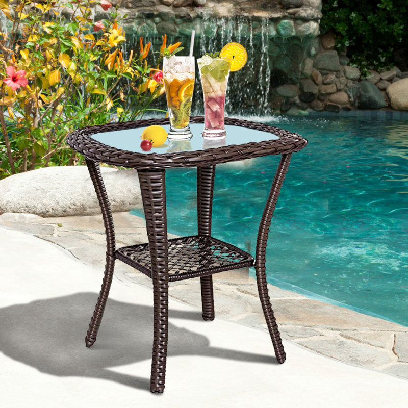 Moumoune Square Glass Outdoor Side Table