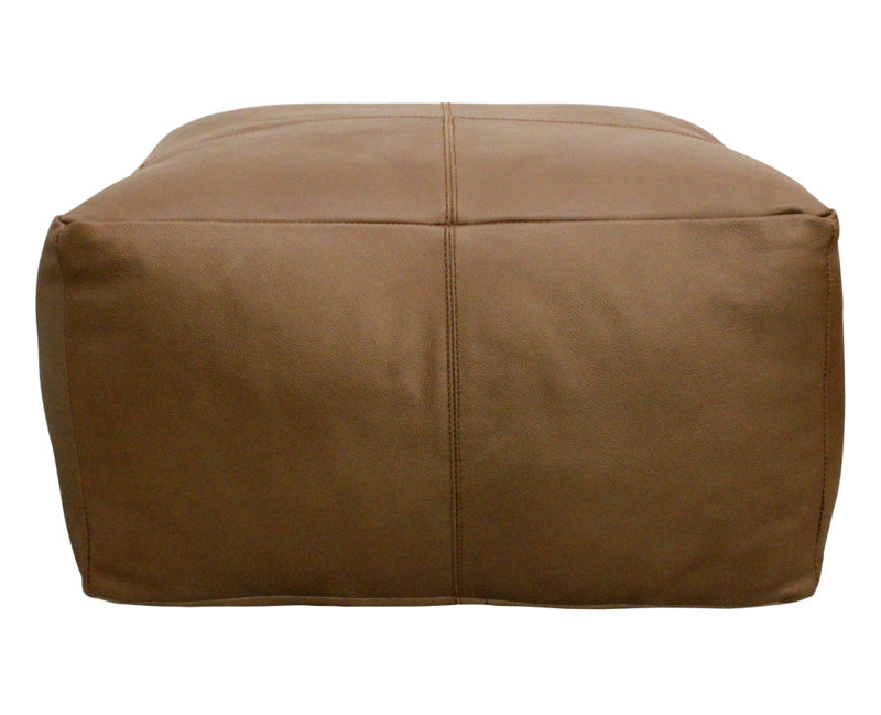 Pouf en cuir véritable 22 po HomeRoots
