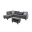 Ensemble de canapé modulaire 3 pièces en lin gris avec méridienne, repose-pieds et porte-gobelets