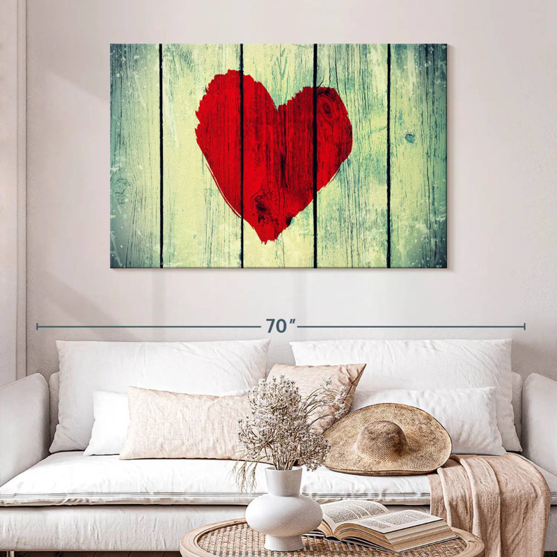 Cœur peint, H 32 po x l 48 po