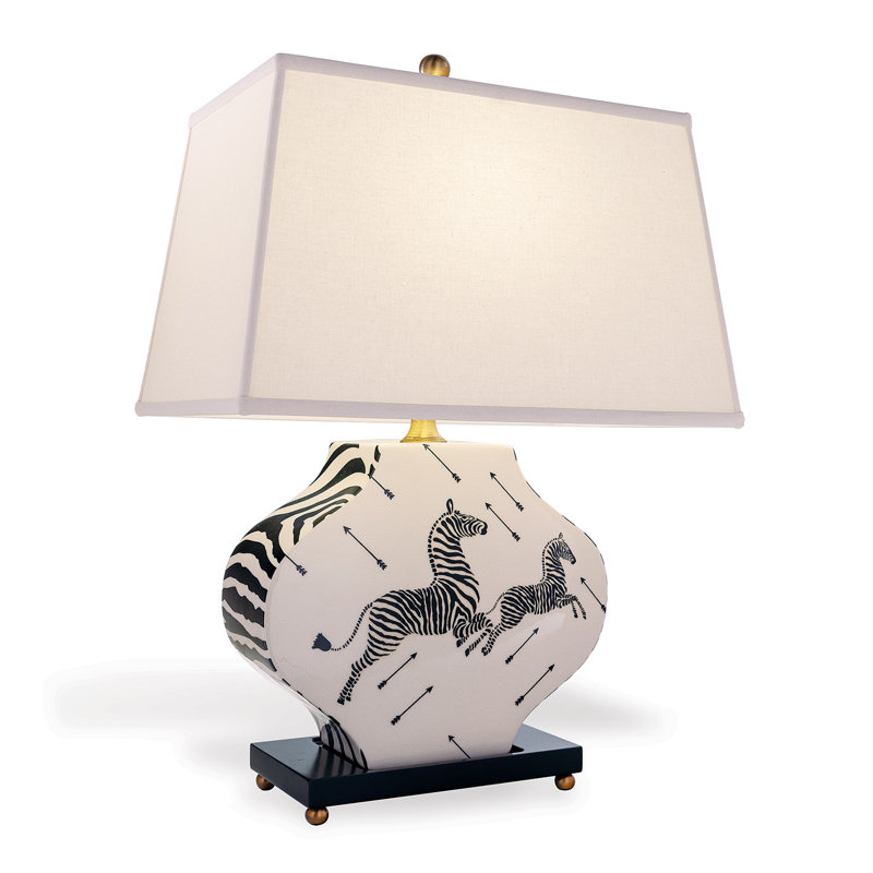 Zebra Scalamandre Maison Porcelain Table Lamp, White/Black