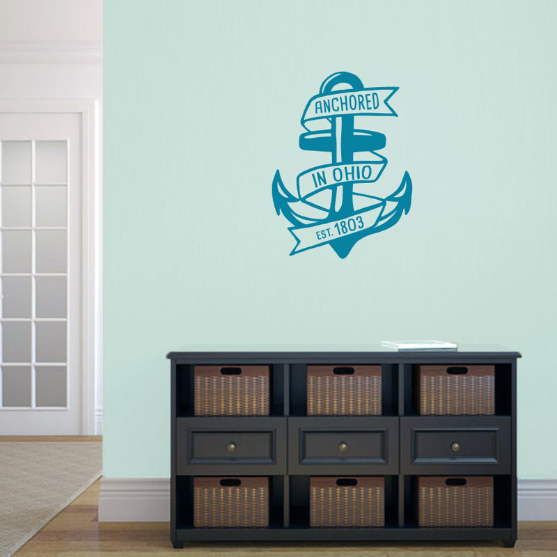 Décalcomanie murale ancrée au sein de l’ohio, Bleu sarcelle