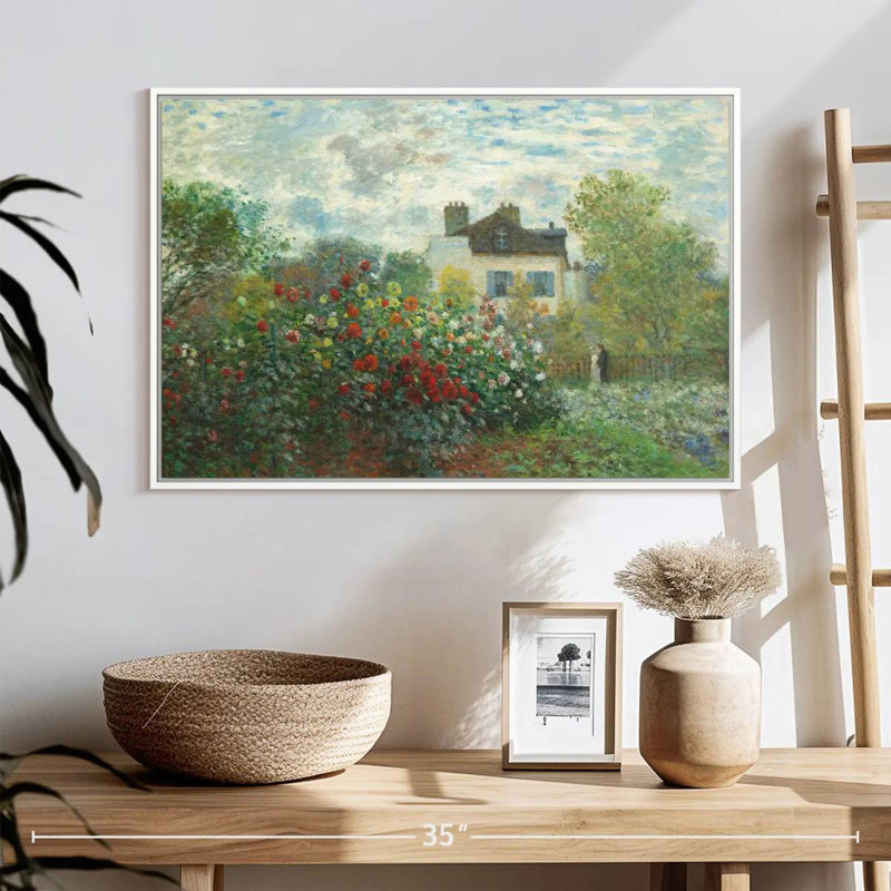 Le jardin de Monet à Argenteuil, 1873, 25 po x 17 po, Cadre flottant blanc