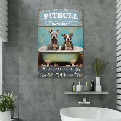 «Pitbull Bath Soap On Canvas», impression sur toile