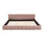 Lit plateforme tapissier très grand, tissu en chenille épais rose, tête de lit, cadre de lit rose facile à assembler, avec ambiance de chambre à coucher simple