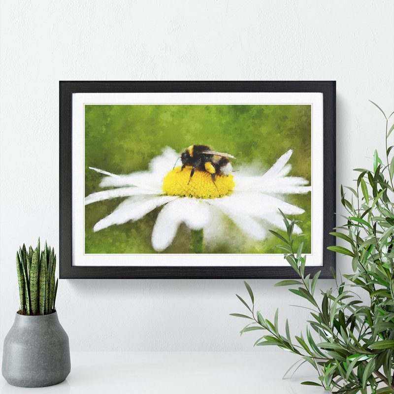 Bee Collecting Pollen Vol.2 - Picture Frame Painting, Black Framed, 48cm H x 65cm W x 2cm D