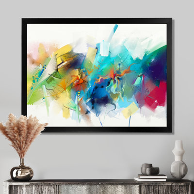 Art abstrait sur toile, reproduction d'art moderne turquoise - Histoire turquoise avec touches