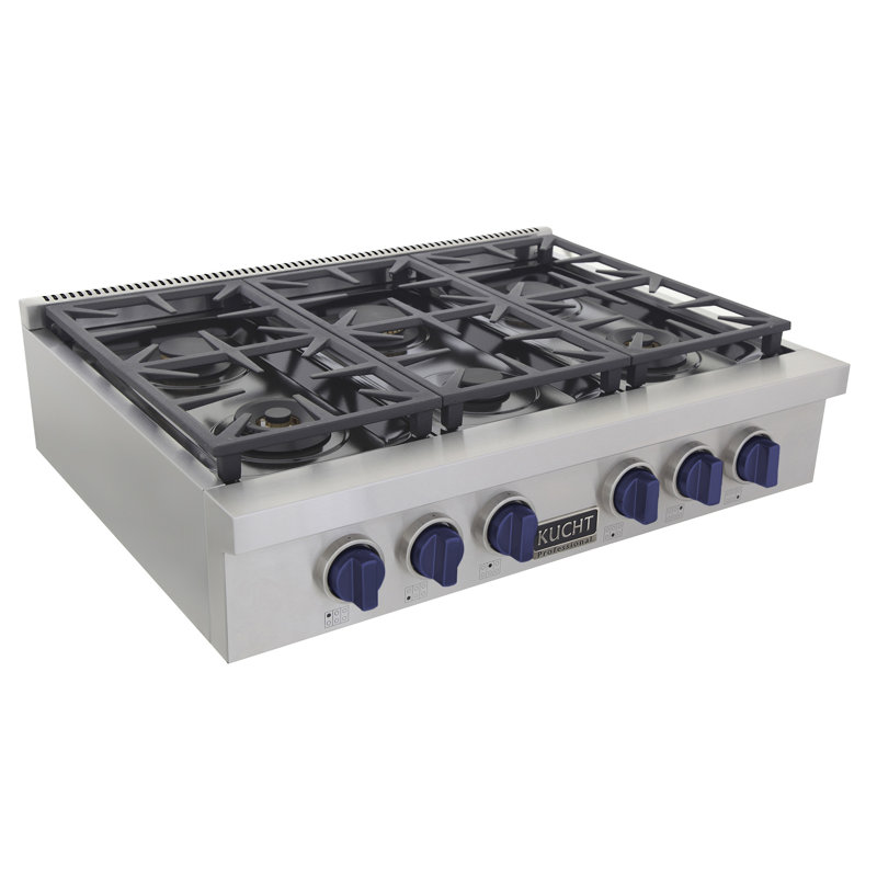 36" 6 Burner Cooktop, Liquid Propane, Royal Blue