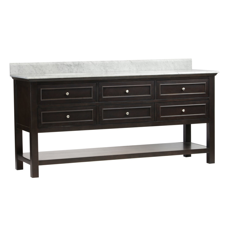 Chatwin 72'' Double Bathroom Vanity with Marble Top, Espresso