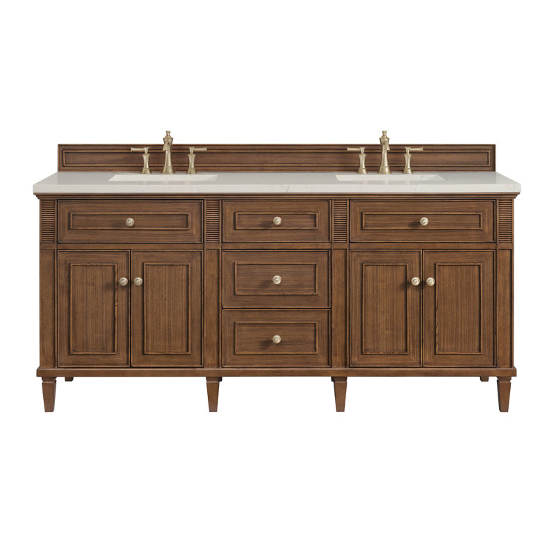 Lorelai 72'' W Double Vanity, Mid-Century Walnut, 8" Widespread, Siberian