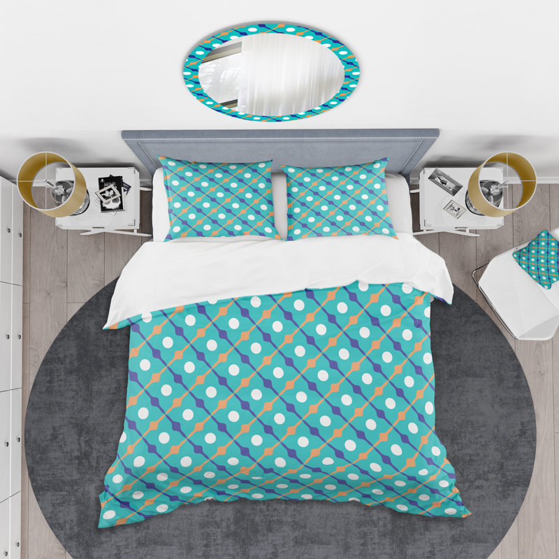  Ensemble de housse de couette rétro Abstract XV Mid-Century, Housse de couette double / grand et 2 taies