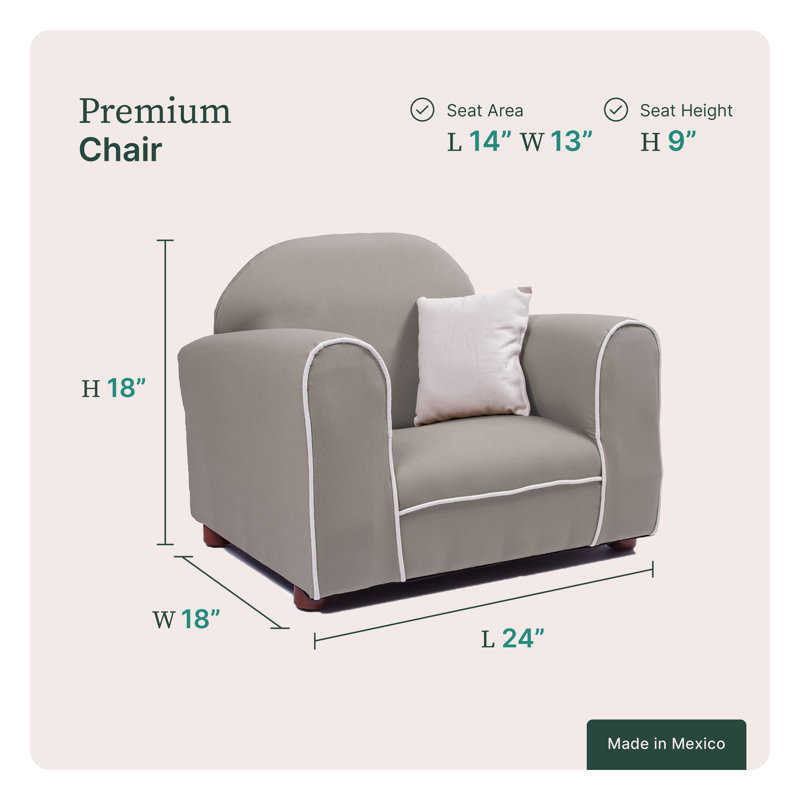 Eckstein Kids 8'' Club Chair and Ottoman, Gray