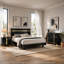 Ensemble de chambre à coucher double, noir et or, ensemble de 3 pièces avec commode et table de chevet-133711478
