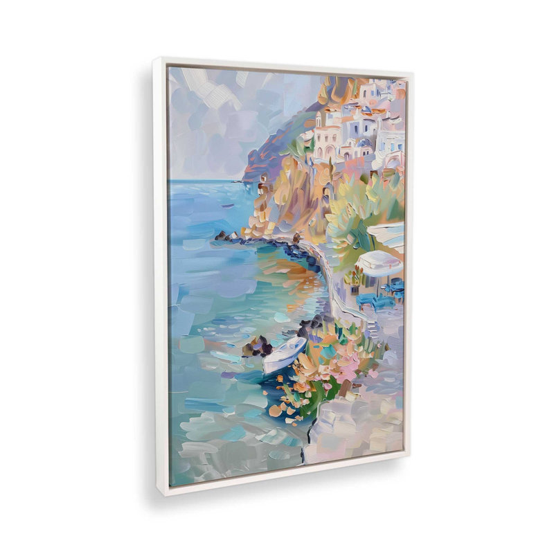 Côte pastel Amalfi II, H 37 po x l 25 po, Cadre flottant, Blanc opaque