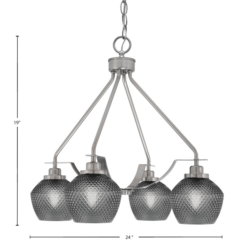 Lustre 4 lumières Scituate illustré, Clair, Nickel brossé