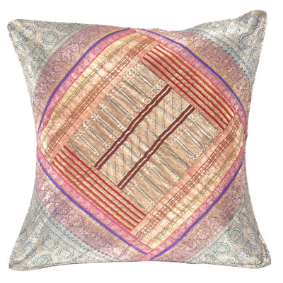 Taie d'oreiller carrée en soie rétro 16 "Sari