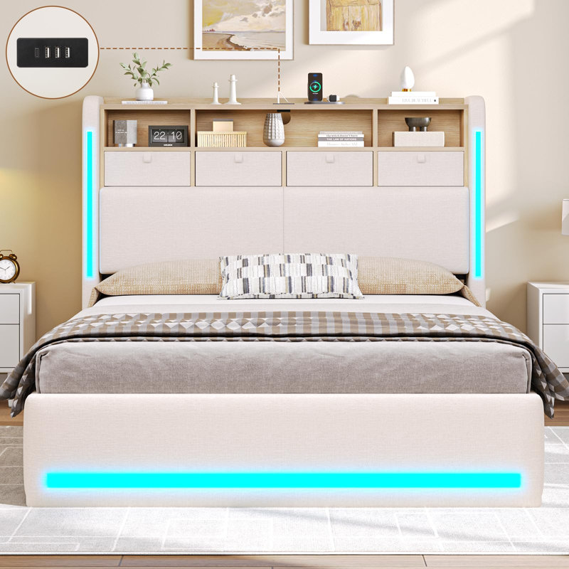Bed, Double (4'6), Beige