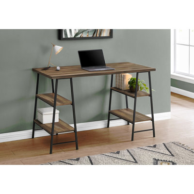 Bureau d'ordinateur, bureau personnel, ordinateur portable, tablettes de rangement, L 48 po, stratifié de travail, métal, contemporain, moderne