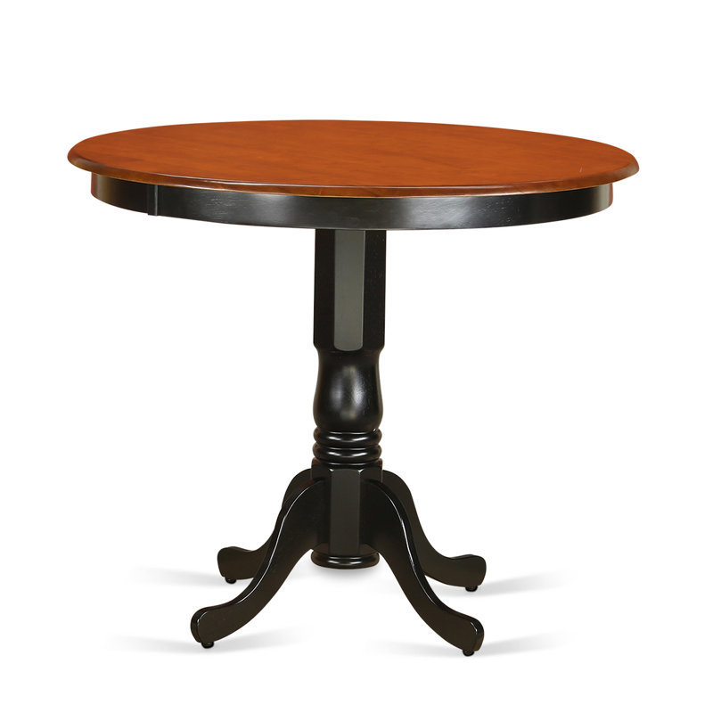 Trenton Counter Height Table - a Round Dining Table Top with Pedestal Base, Black & Cherry, Black/Cherry, 42" L x 42" W
