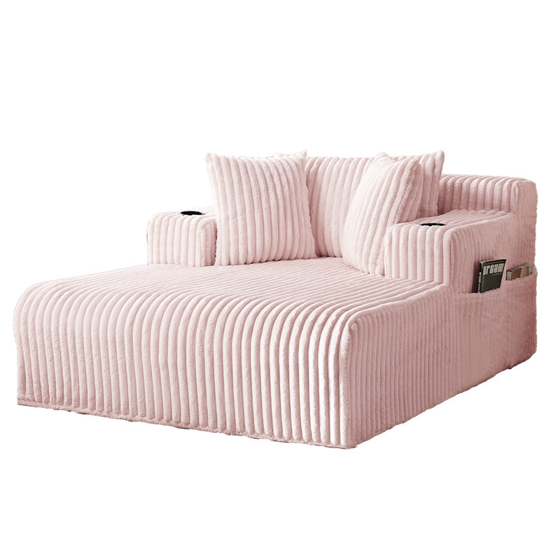 New Upgrade Corduroy Overstuffed Chaise Lounge Chair & Pillows – Comfy Deep Seat Cloud Sofa Couch for Living Room, Bedroom, Nursery