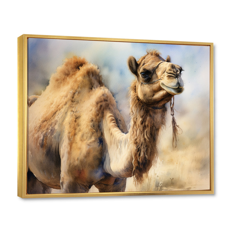 Décoration murale Camel Desert Nomad I - Animaux, Cadre flottant doré, H 30 po x l 40 po x P 1,5 po