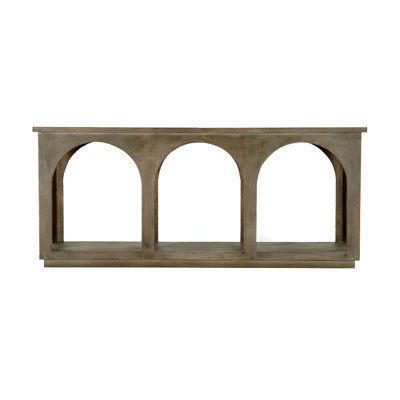 77" Brown Solid Wood Distressed Console Table With Arch Detailing