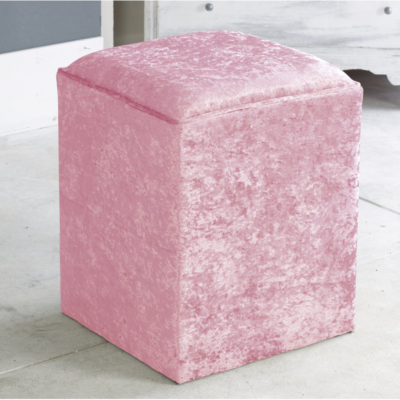 Henriquez 40cm Wide Velvet Square Solid Colour Pouffe Ottoman, Pink