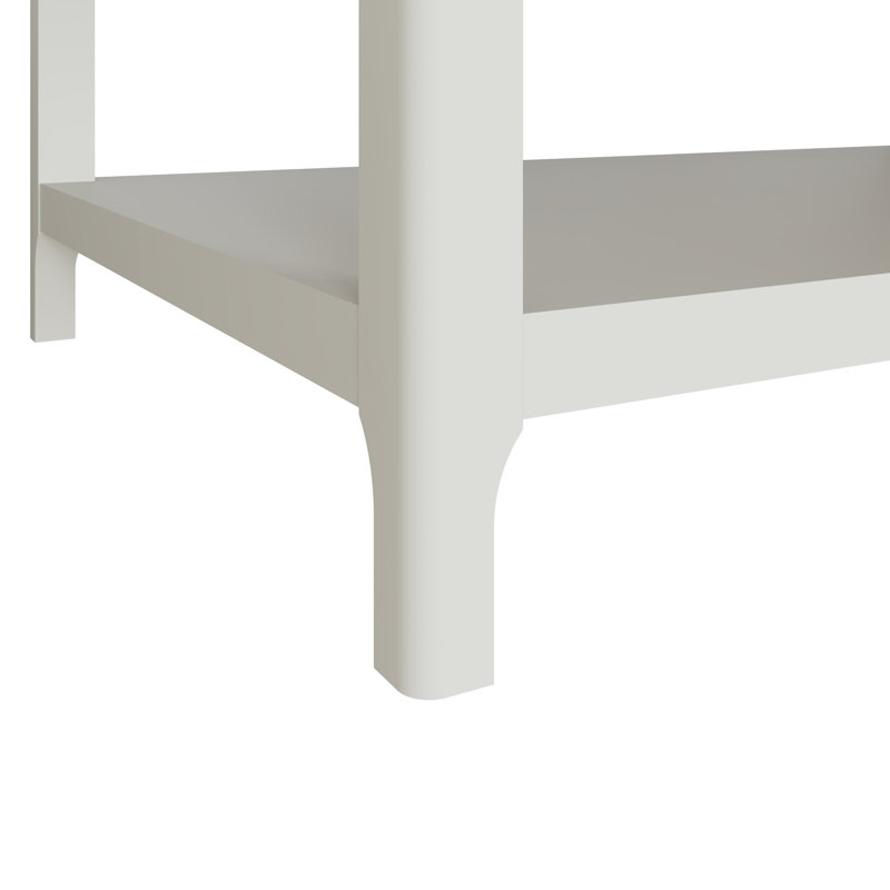 Daris Coffee Table With Storage Shelf. Solid Oak Top., Off White