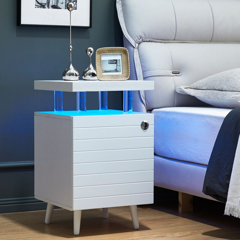 Table de chevet Jumari, Blanc