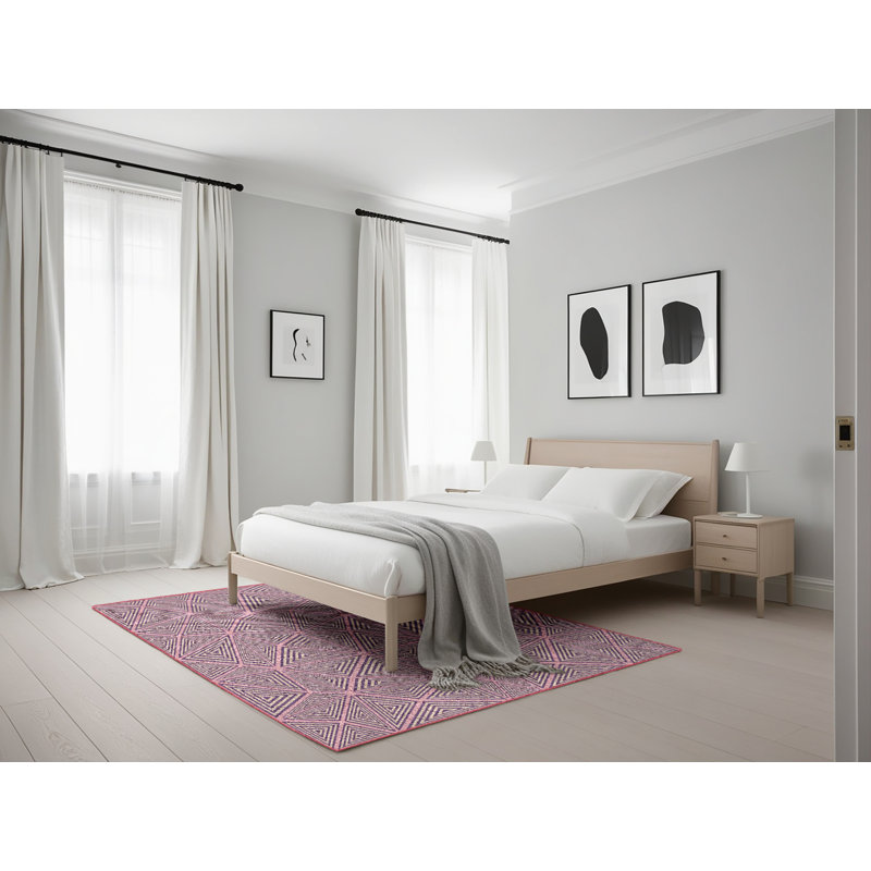 Tapis rose/zone noire à motifs Medfield, Rectangle 5 pi x 7 pi