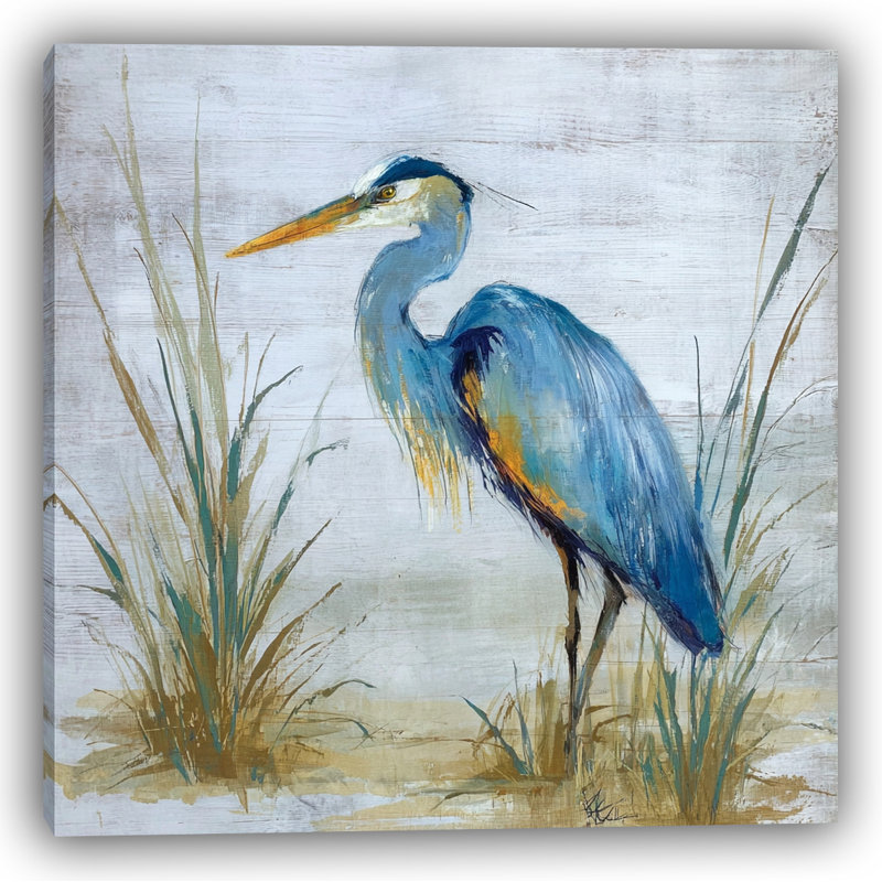 Meadow’s Edge Heron - Wrapped Canvas Wall Art