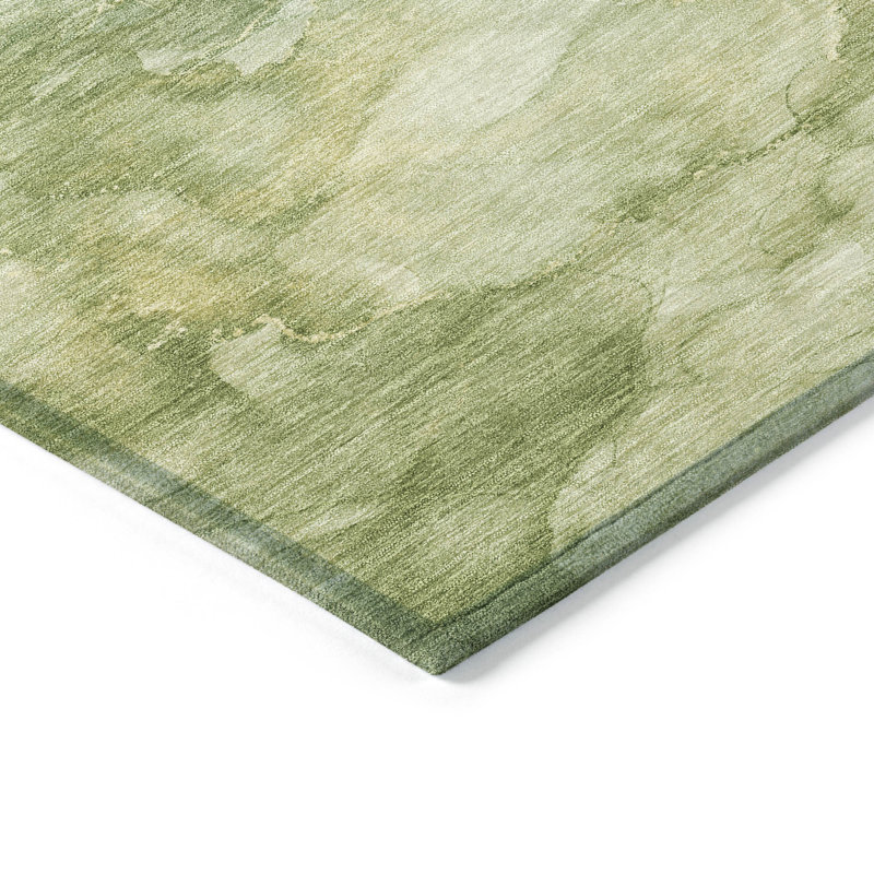 Machine Washable Indoor/Outdoor Xhevrie Aloe Rug, Rectangle 9' x 12'