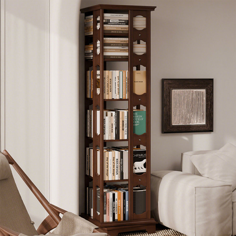 Nut-Brown Modern Solid wood rotating bookshelf