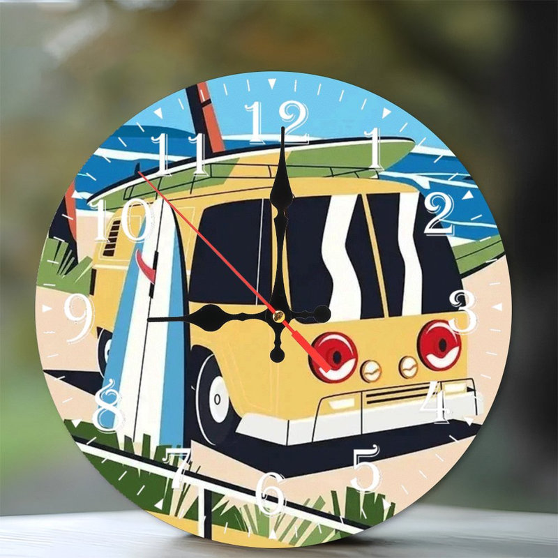Horloge murale en bois 10 po, mouvement silencieux, à piles (piles AA non incluses), décor artistique, parfait pour les décorations