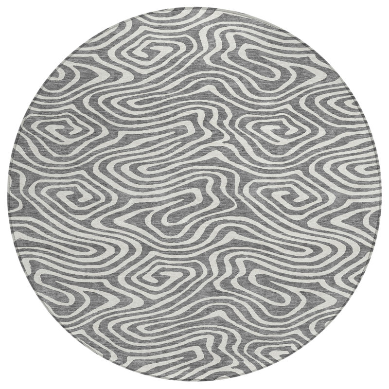 Evalora Gray Washable Indoor-Outdoor Rug - , 2'6" x 3'10"