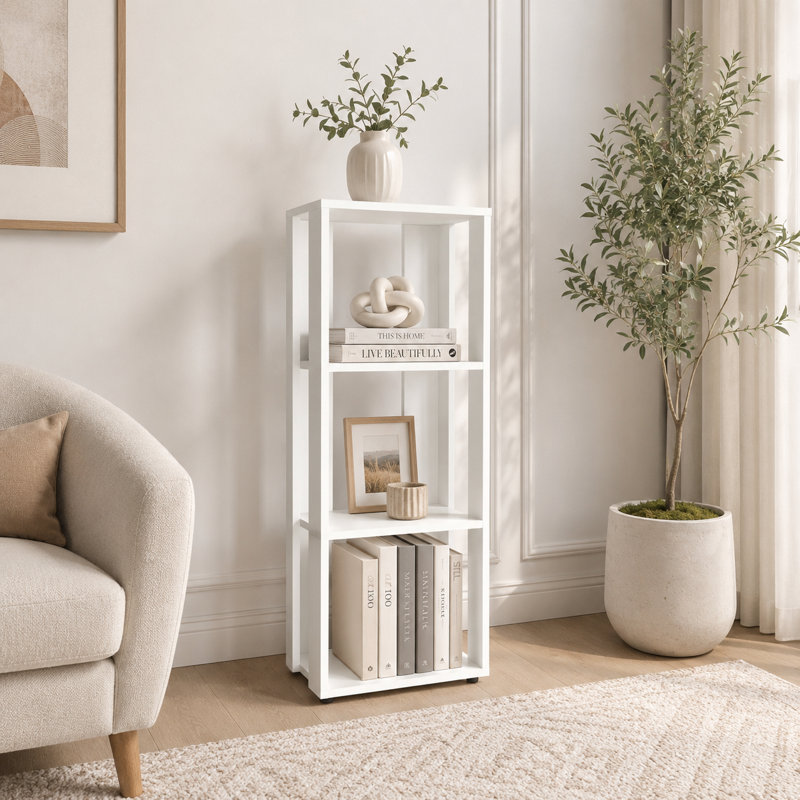 Bibliothèque blanche 39 "à 4 niveaux
