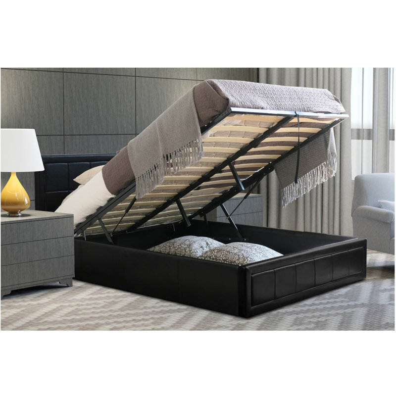 Nyajiah Upholstered Ottoman Storage Bed with Mattress, Small Double (4')