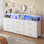 Meuble télé 55 po avec commode de rangement moderne, charge USB intégrée, éclairage DEL