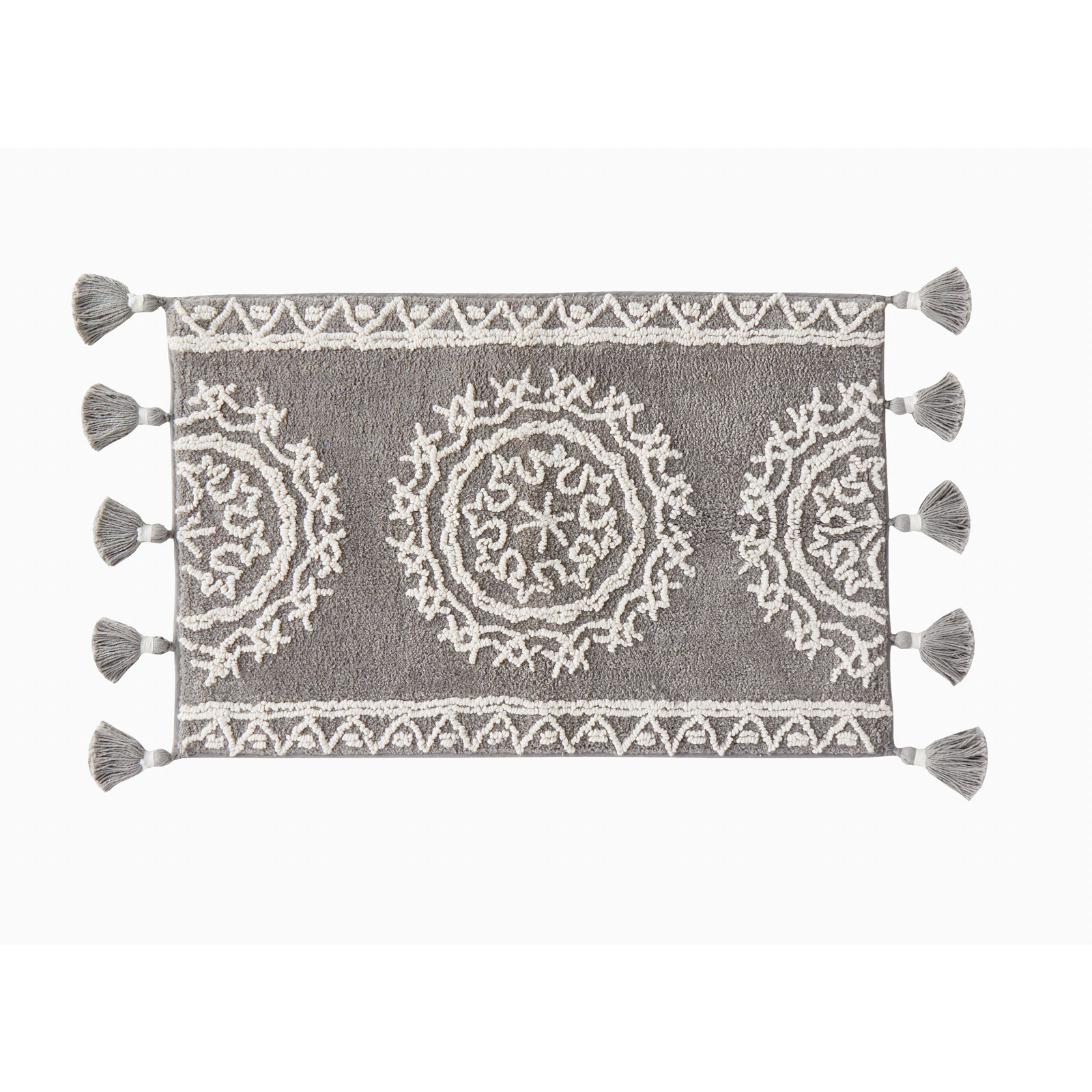 Etta Cotton Non-Slip Bath Rug, 24" W x 40" L, Gray