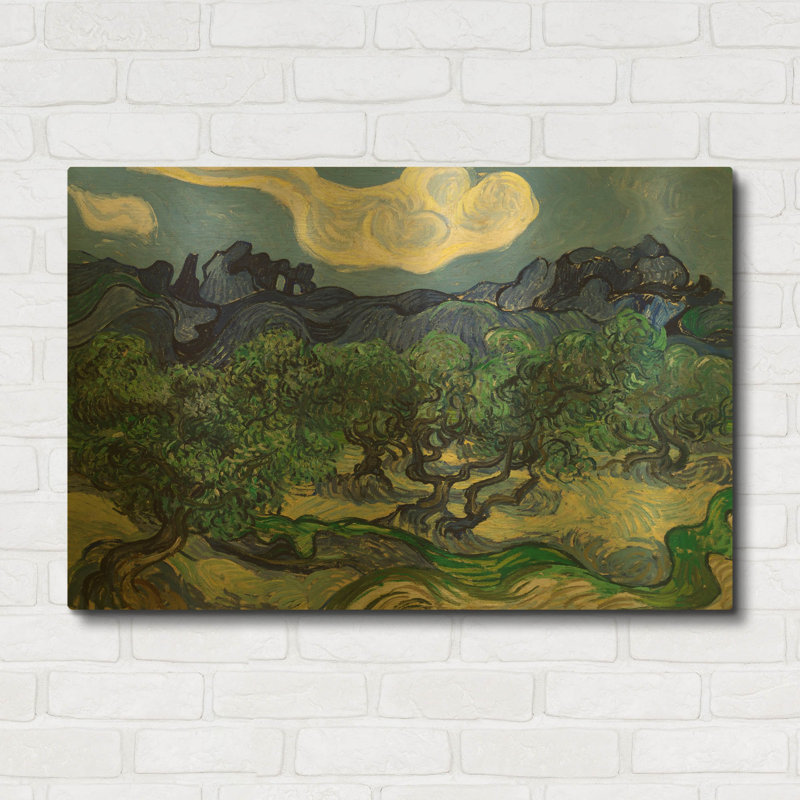 «The Olive Trees» par Vincent Van Gogh, art mural en métal doré, 36 po x 24 po, 36 po x 24 po