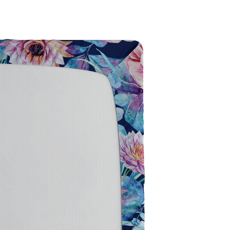 Drap-housse Ambesonne, Rose séchée, azur, bleu / floral, Drap-housse très grand californien