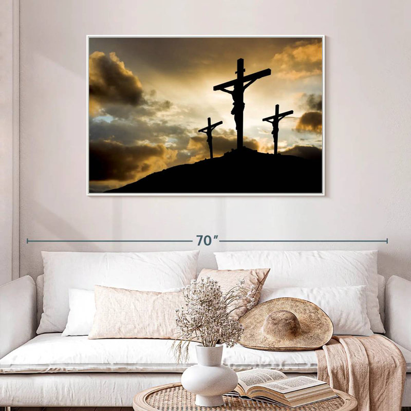 Cross In Calvary, Floating Frame White, 46" X 31"