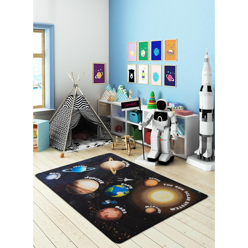 Korando Power Loom Black/Gold Rug
