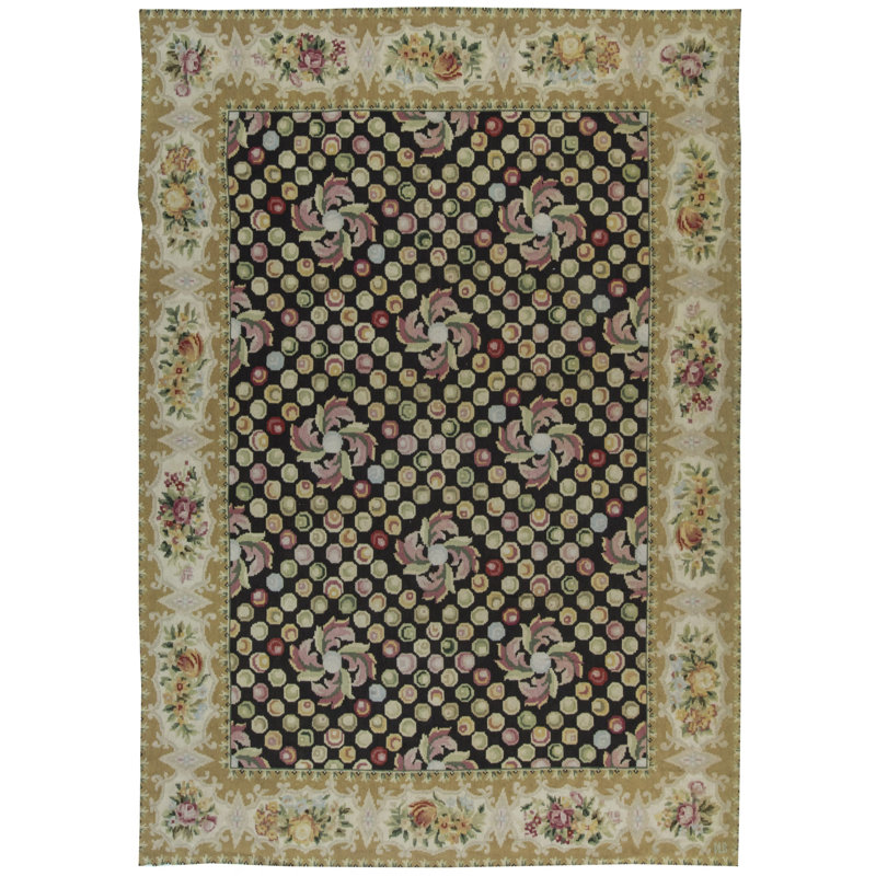 Tapis botanique d'inspiration européenne moderne en laine de Bassarabian 8 pi x 11 pi 2 po
