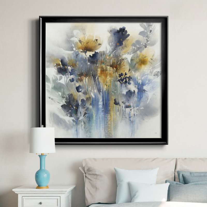 Indigo Botanical - Reproduction d'art sur toile encadrée, H 30,5 po x l 30,5 po x P 1,5 po, Cadre en érable