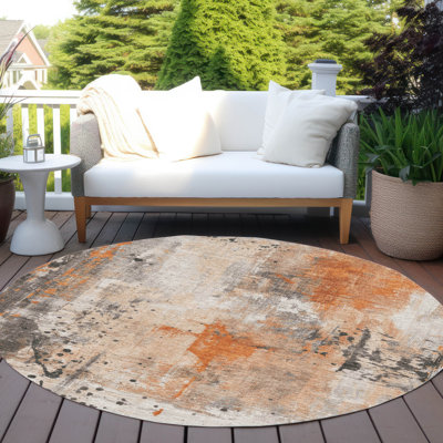 Machine Washable Indoor/Outdoor Xhevrie Orange Rug