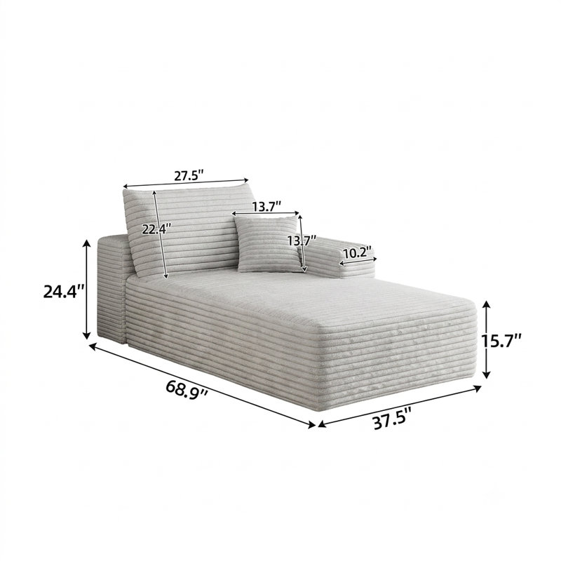 Canapé-lit modulaire moderne avec méridienne, sans assemblage requis, Chameau
