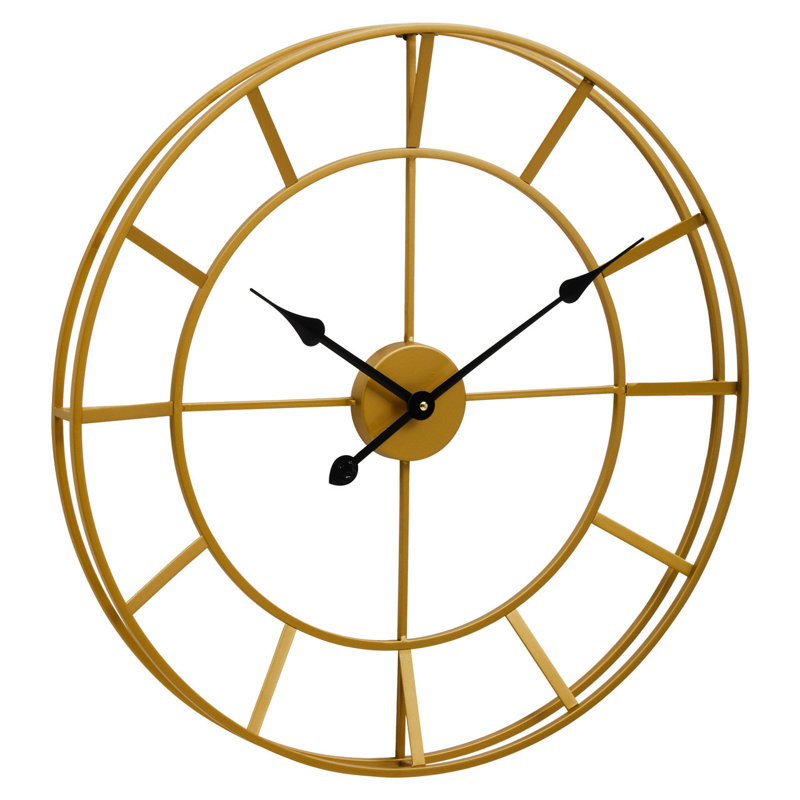 Nekoma Metal Wall Clock, Gold/Black, 60cm H x 60cm W x 5cm D