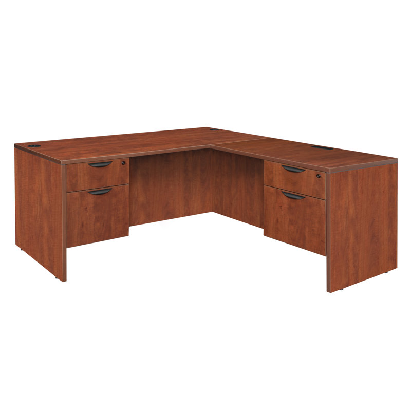 Nevjana Executive L Desk Shell, Cherry, 29" H x 60" W x 77" D