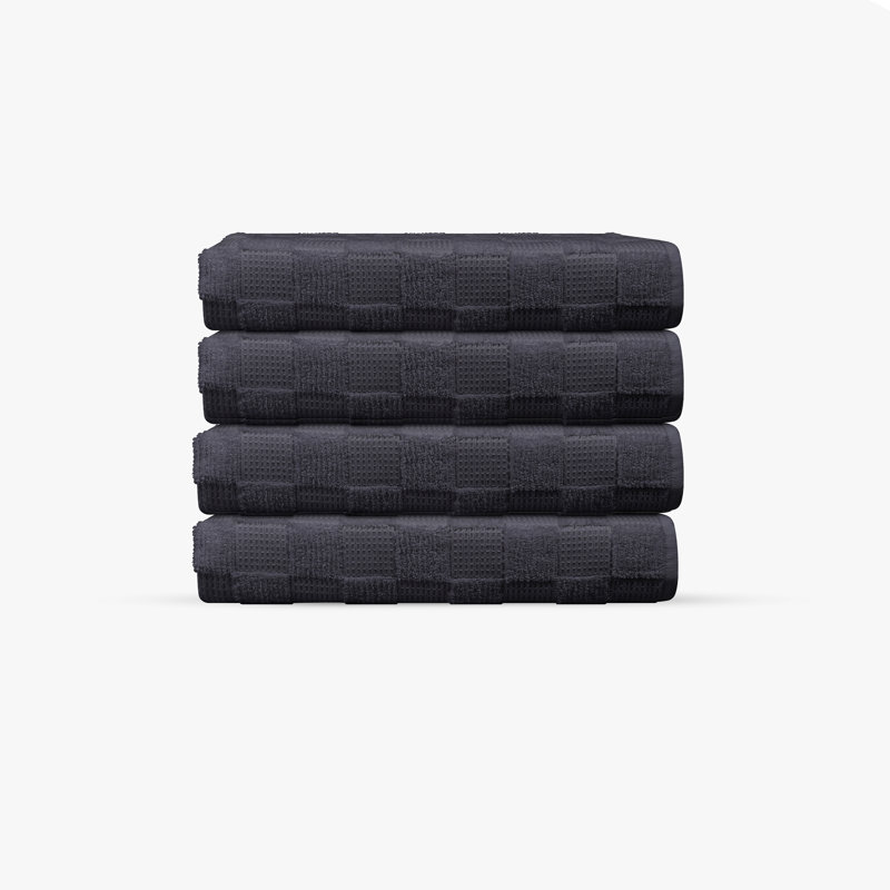 Taylorlynn 4 pcs Turkish Wash Towels Set, Anthracite